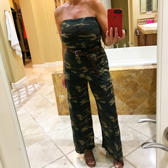 camo strapless jumpsuit